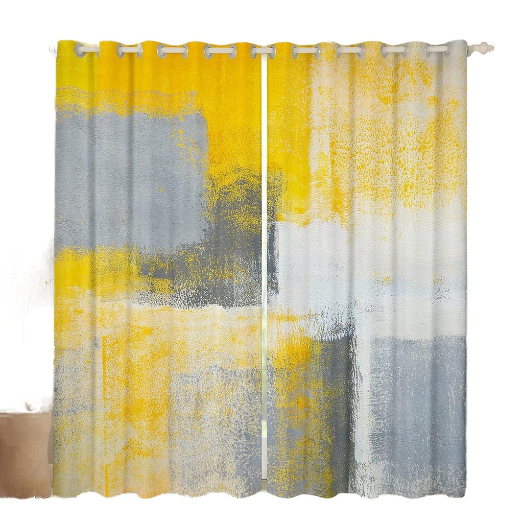 Gold Tie Dye Curtains & Drapes Abstract Curtains, Gradient Ombre Blackout Curtains Watercol