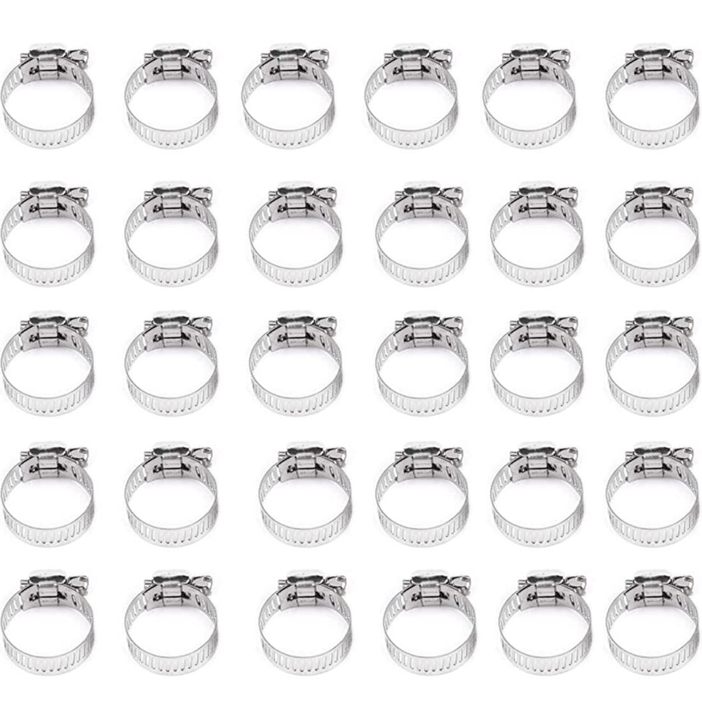 10 Pcs Hose Clamps with Adjustable Handle, Stainless Steel Clips, Hose Clips, 21-38mm Adjus
