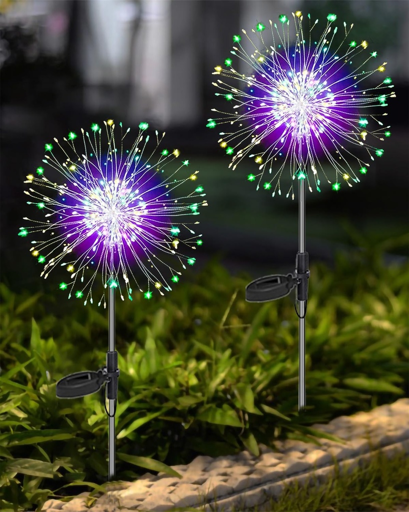 Joysing Solar Firework Lights - Outdoor Garden 4 x 120 LED, 8 Modes Starburst with Remote,