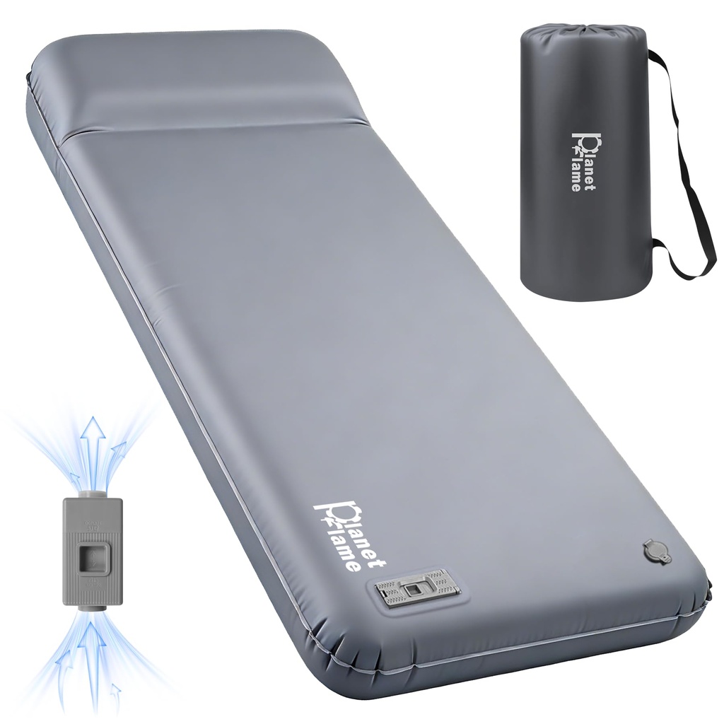 PlanetFlame Self-Inflating Camping Mattress with Electric Pump | 3.15" Thick Foam Sleeping Pad