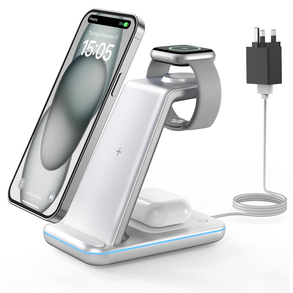 GEEKERA Wireless Charger, 3 in 1 Wireless Charging Station for iPhone Air/17/16/15/14/13/12