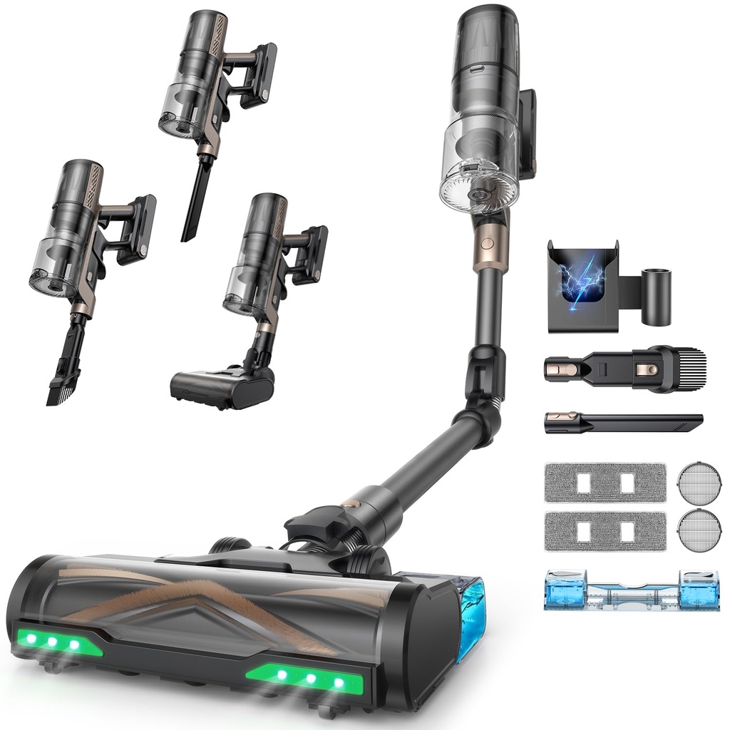 Proscenic P20 Cordless Vacuum Cleaner with Mop, 70Kpa/680W 70 Mins Vacuum and Mop, Flexible