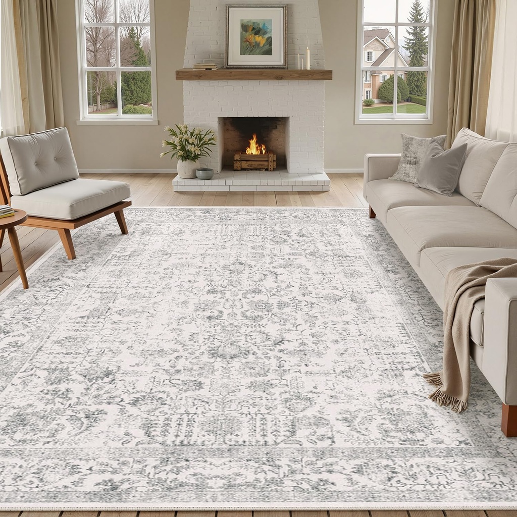 HUGEAR Vintage Grey Rugs Living Room Washable Non Slip Large Area Rug 300x400cm Bedroom Kit