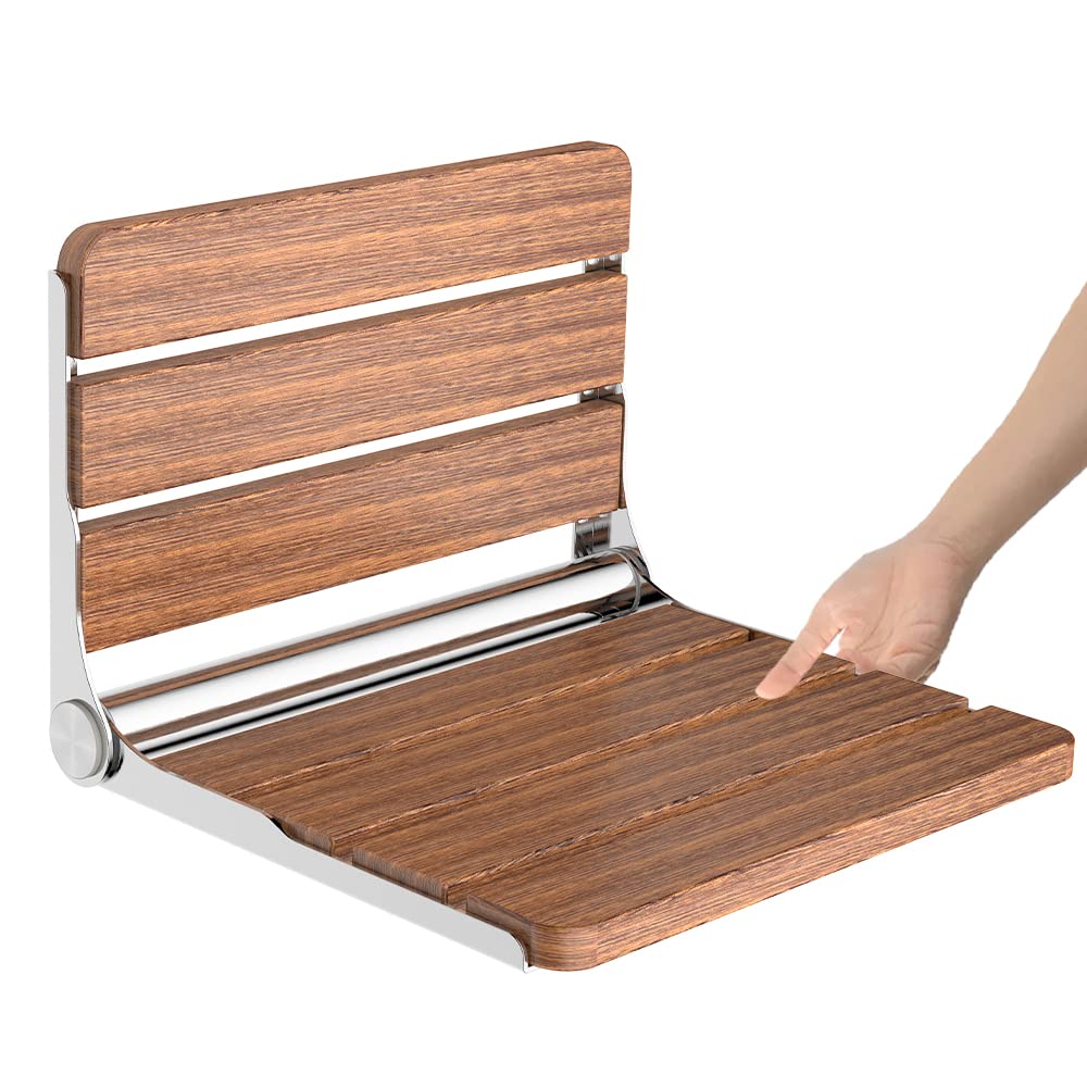 Heuffe Folding Shower Seat Wall Mounted, Fold Up Shower Stool, Shower Chair Foldable