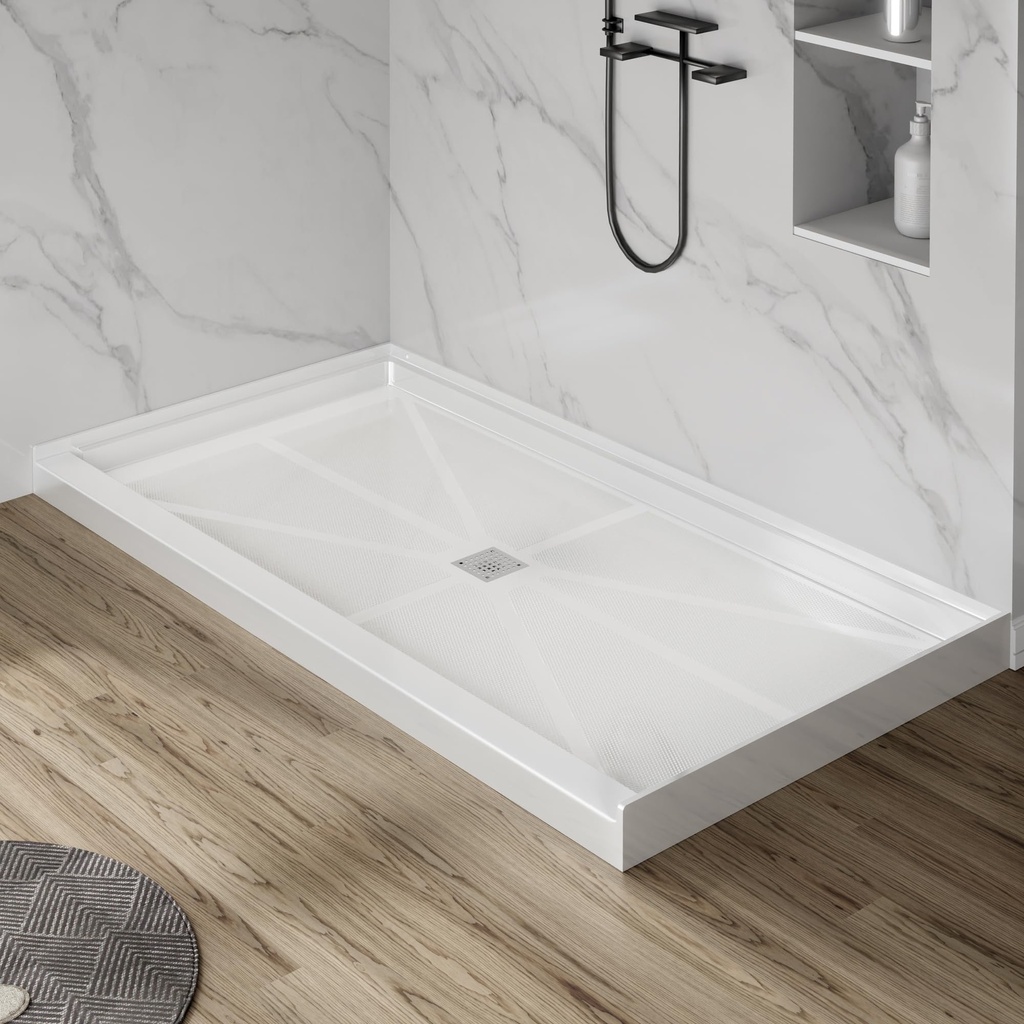 Findepot 1500 x 750 x 10 mm Rectangular Shower Tray, Shower Base with Centre Drain, Non-Sli