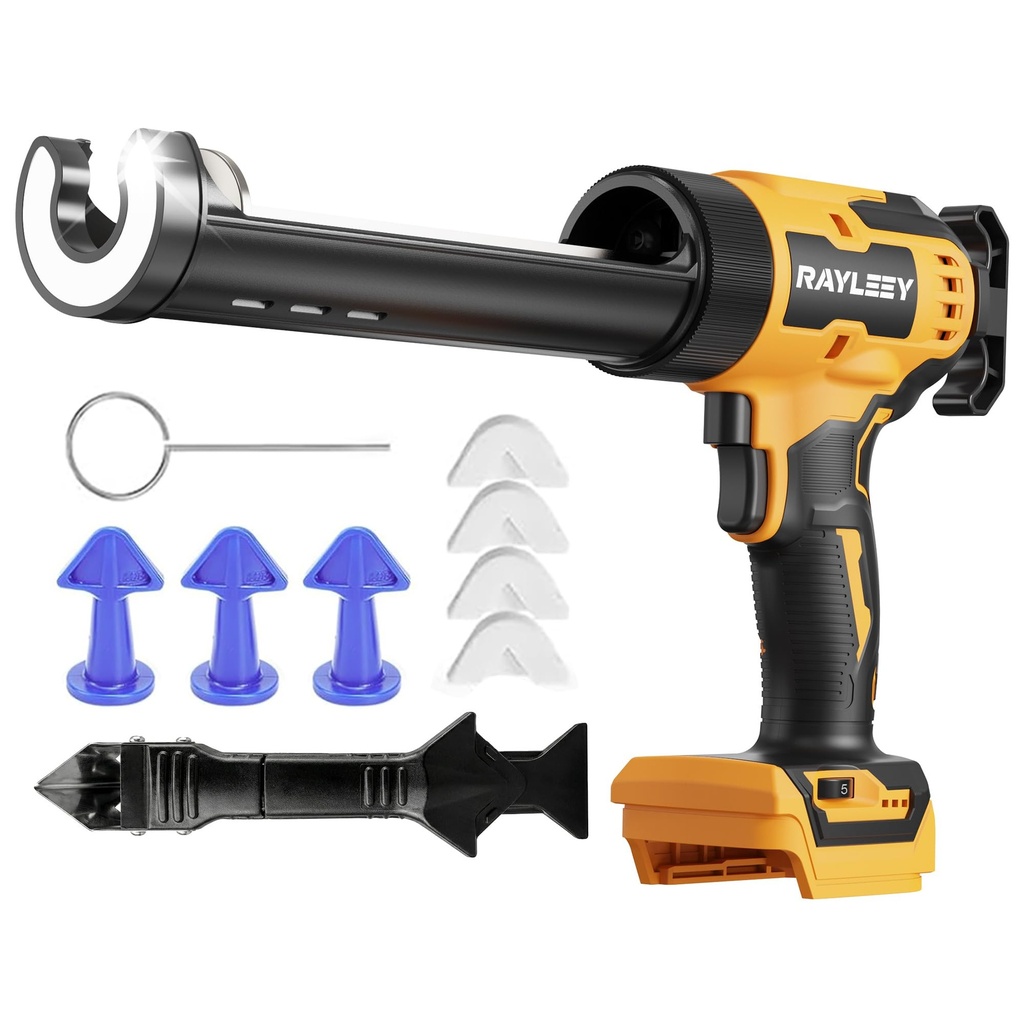 Cordless Caulking Gun for Dewalt 20V Battery, Electric Silicone Sealant Gun with 6-Speed &