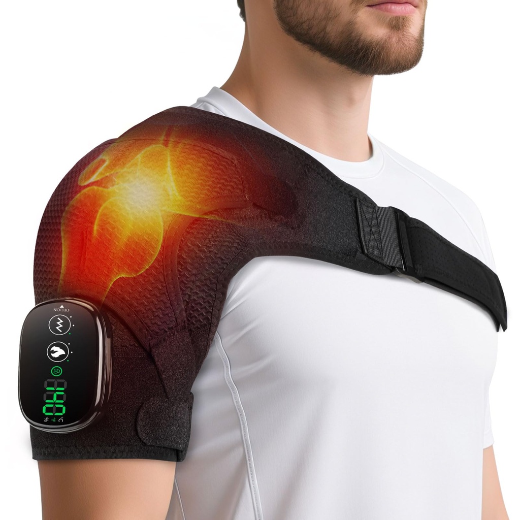 Cordless Heated Shoulder Massager Pad, Shoulder Heating Brace with Adjustable 3-Level Heat