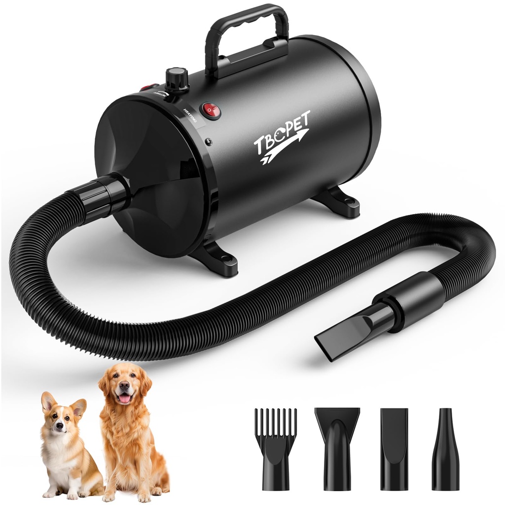 Dog Dryer High Velocity Dog Hair Dryer 5.2HP/2800W, Stepless Adjustable Speed Temperature D