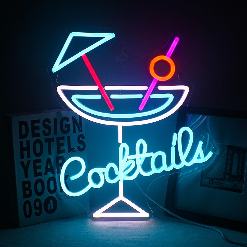 Bar Neon Signs, Multicolor Bar Neon Sign for Wall Decor, Bright LED Sign Light with USB Pow