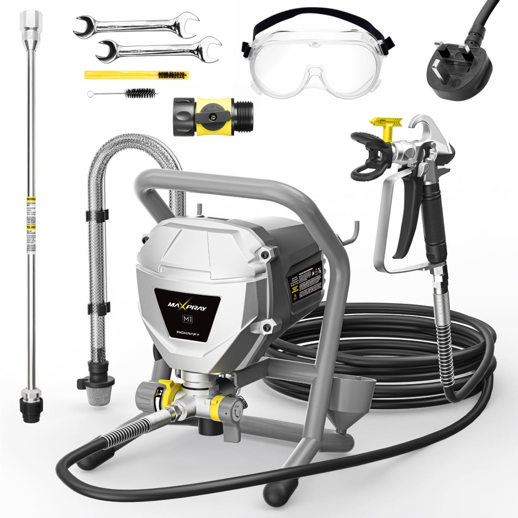 InoKraft MaXpray M1 Airless Paint Sprayer, 220V 466W High Efficiency, Thinning-Free