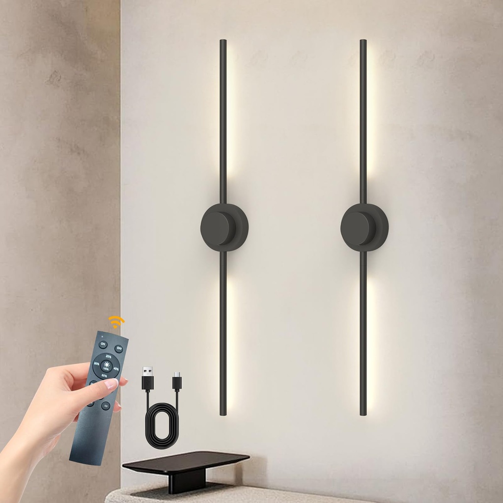 GEADI Battery Operated Wall Lights Indoor 100 CM, Rechargeable LED Wall Sconce Lights Dimmable