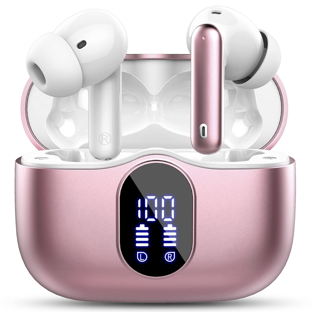 Wireless Earbuds,Bluetooth 5.4 Headphones In Ear with 4 ENC Noise Cancelling Mic, LED Display