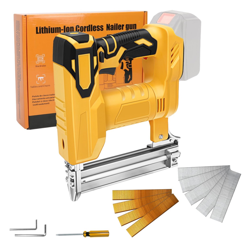 Cordless 18GA Brad Nailer for Dewalt 18V 20V Max Battery, 2 in 1 Electric Stapler Nailer Gun