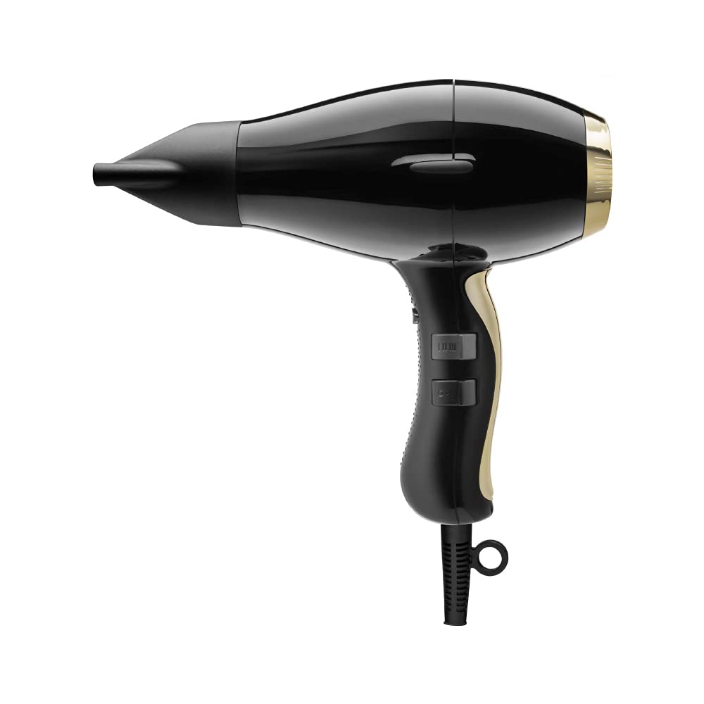 Elchim 3900 Healthy Ionic Black & Gold Hair Dryer - Professional Hair Dryer Made in Italy 