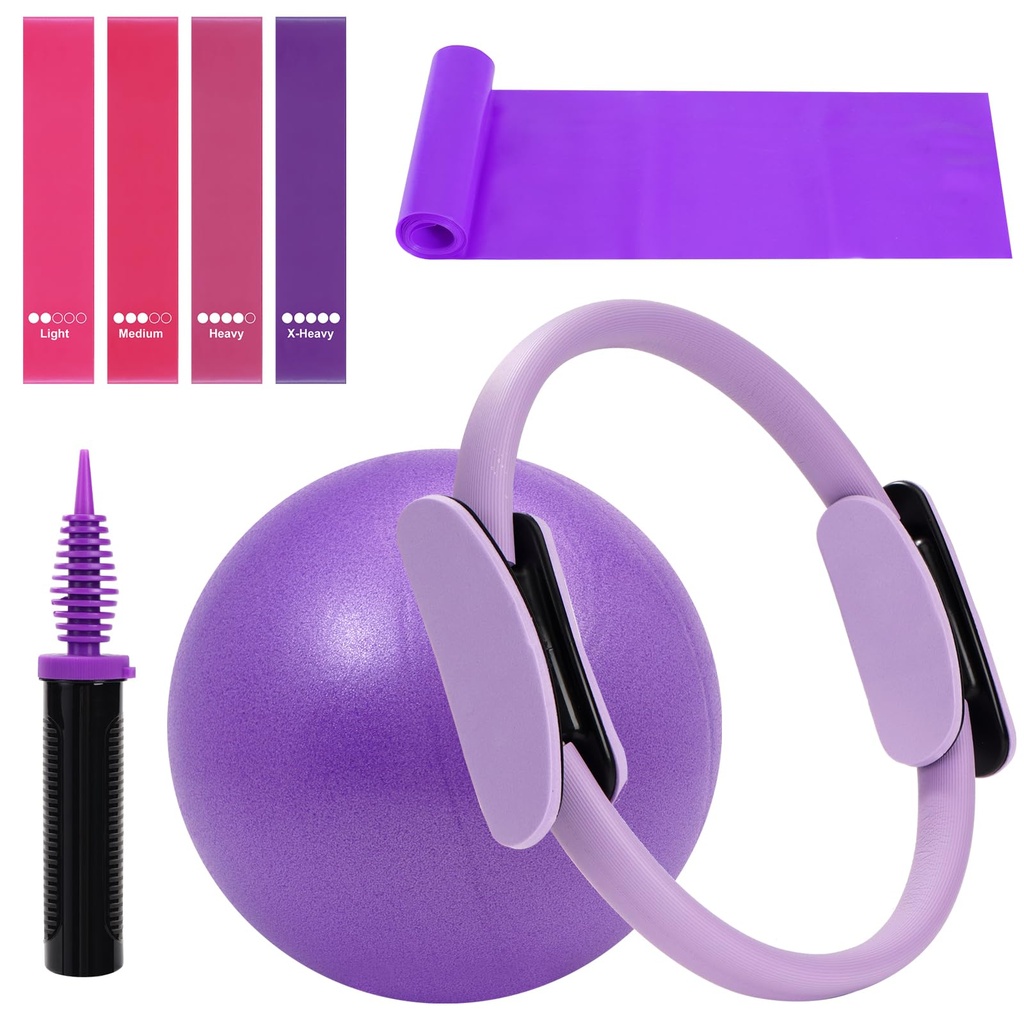 WENDISI Pilates Ring Fitness Circles Set, High Resistance Yoga Ring Pilates Equipment Set f
