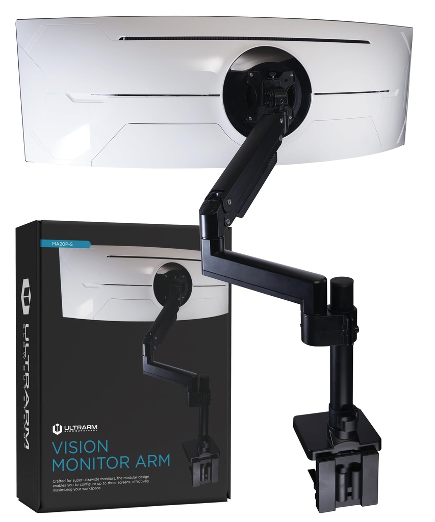 ULTRARM Heavy Duty Monitor Arm for Ultrawide Monitors up to 57" and 44 lbs, Single Desk Stan