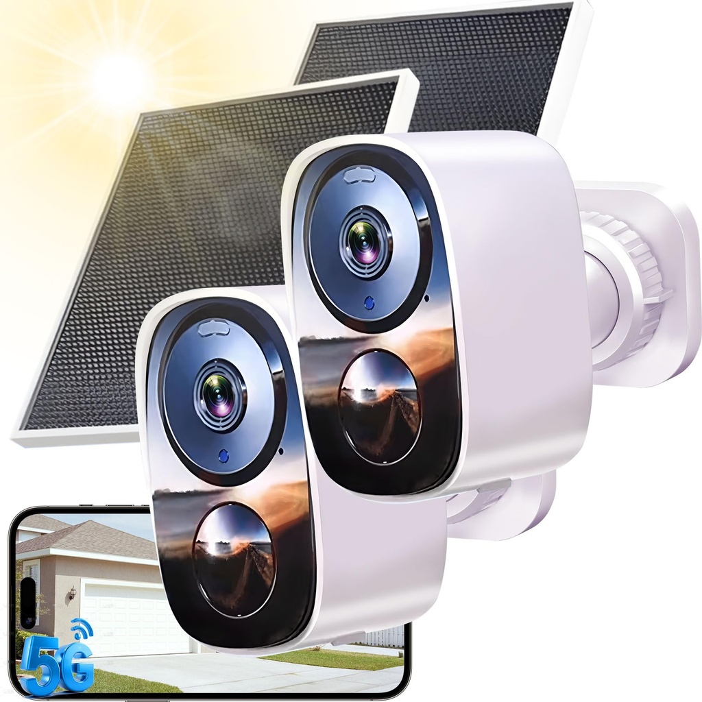Funstorm 2K Wireless Security Camera Outdoor with Solar Panel, Free Cloud Storage, 5G/2.4G