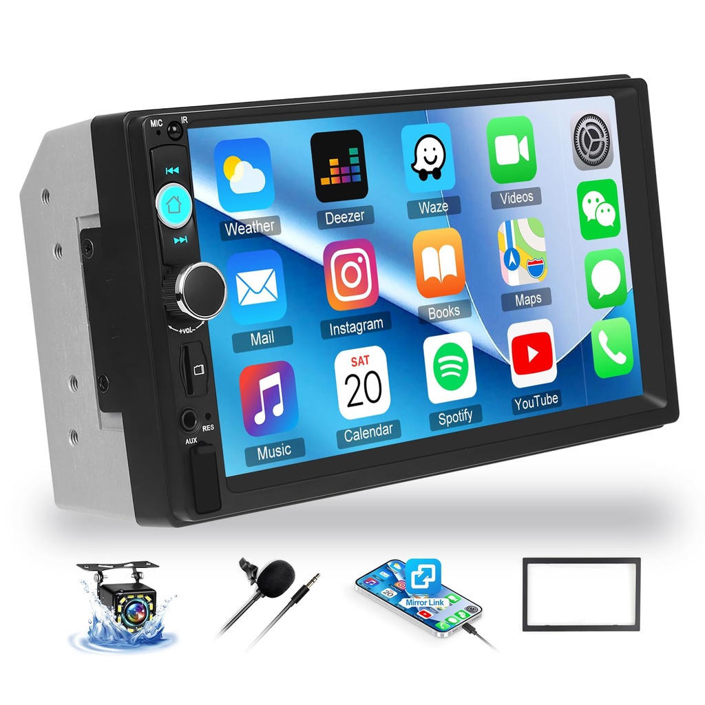 OiLiehu Double Din Car Stereo, 7" Car Radio 2 Din with Touchscreen, MP5 Multimedia Player wi
