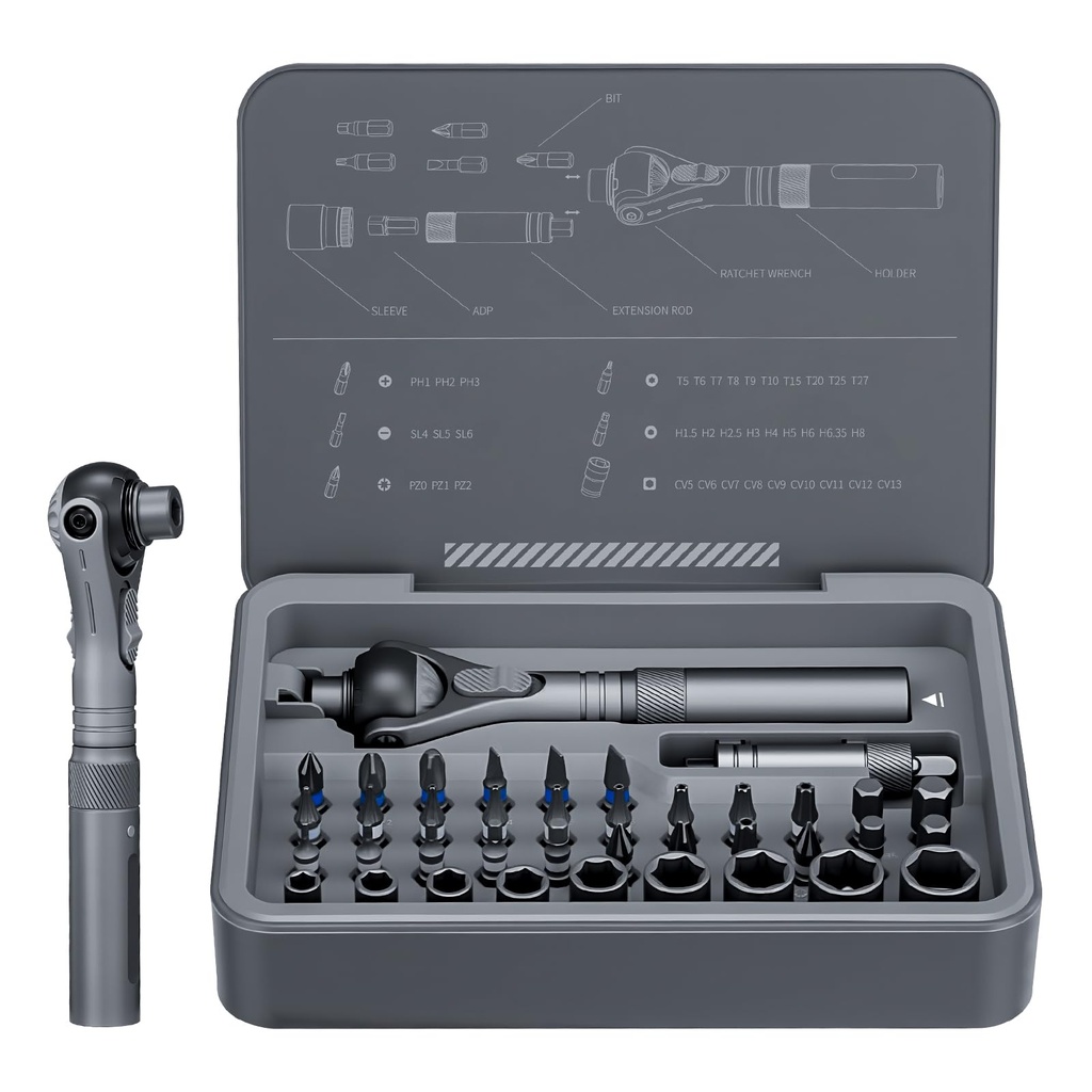 Sakerplus 40-in-1 Multi Bit Magnetic Screwdriver Set with Detachable Ratchet Handle,180-Degree