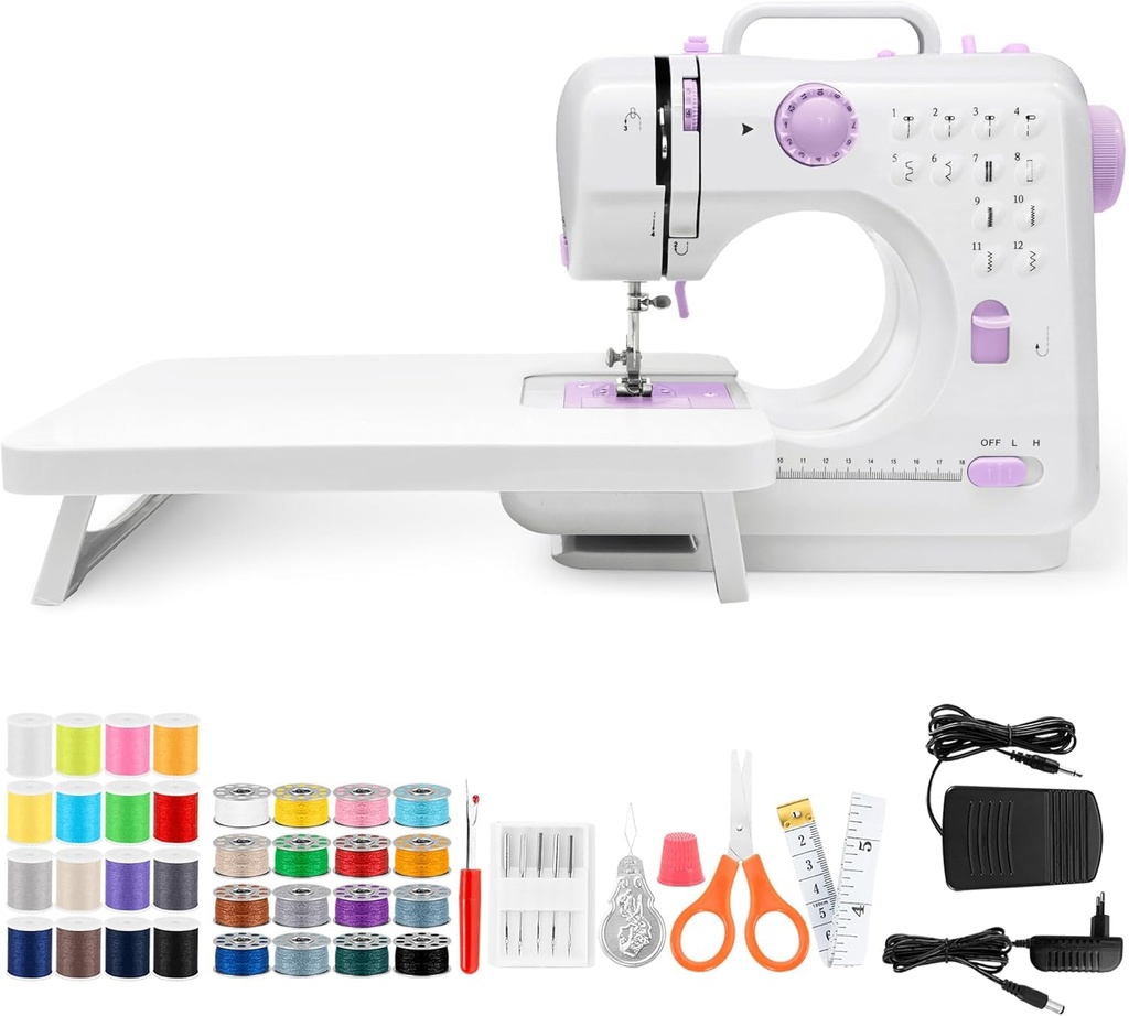 Mini Sewing Machine by doto (Including Extension Table and Sewing Supplies Set)