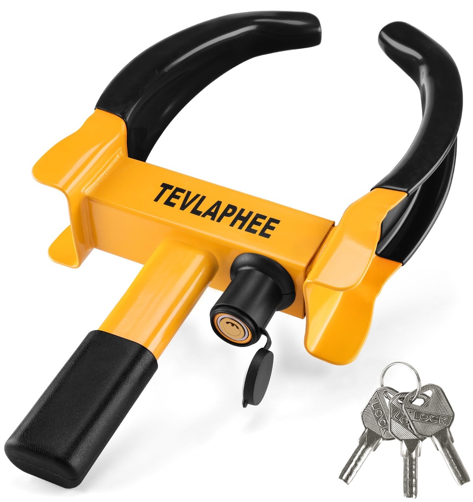 Tevlaphee Wheel Clamp Lock Heavy Duty Anti-Theft, Adjustable Security for Cars, Vans