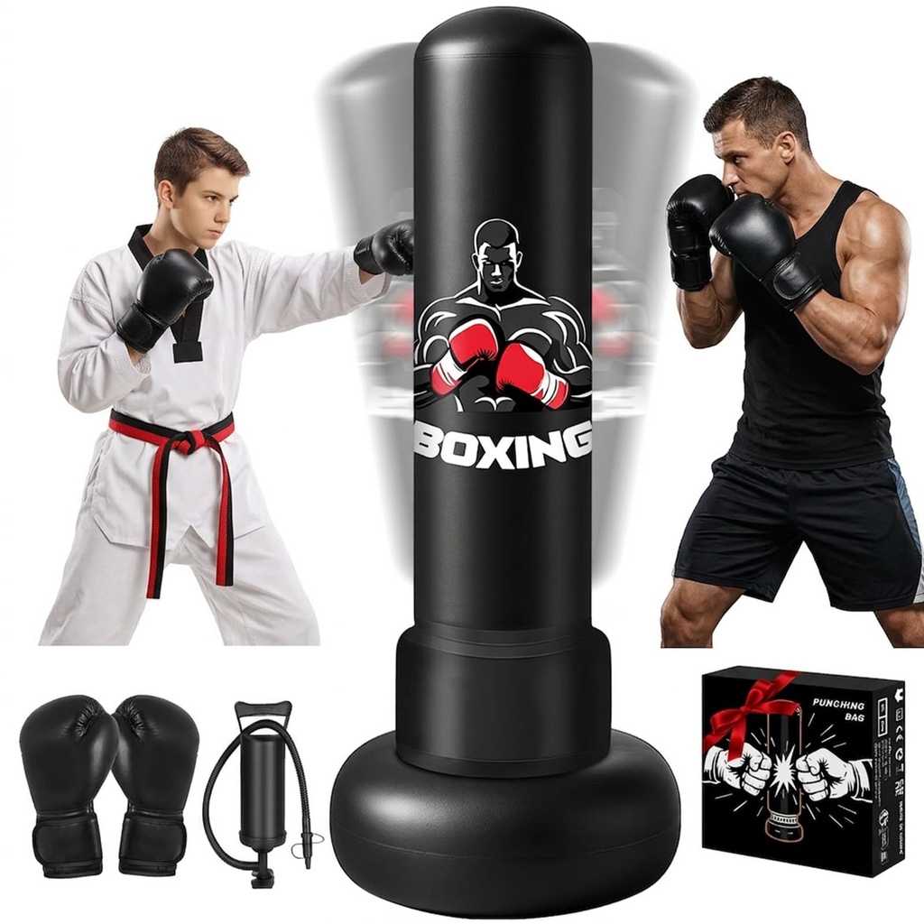 Oziral Punching Bag for Adults 180cm (70") Thick Inflatable Boxing Bag with Gloves & Pump