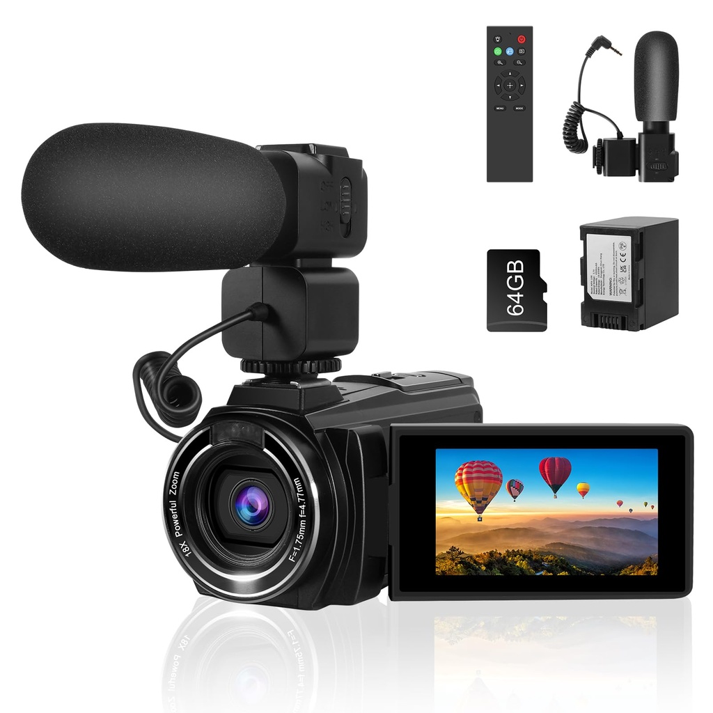 SOPPY 8K Digital Camcorder 48MP 60FPS WiFi IR Night Vision 18X Zoom, 3.0 Inch Flip Screen Vl