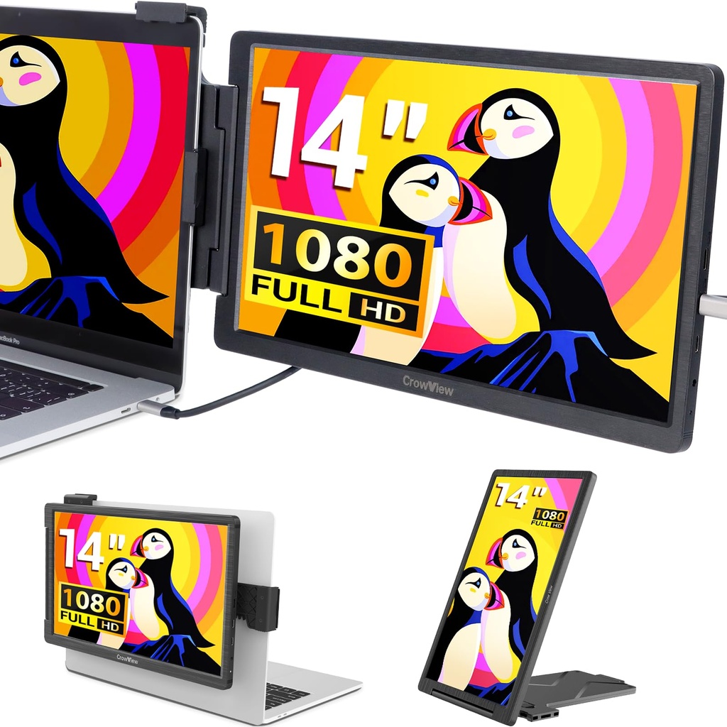 ELECROW Portable Monitor, 14 Inch FHD 1920 x 1080 External Monitor CrowView Second Screen