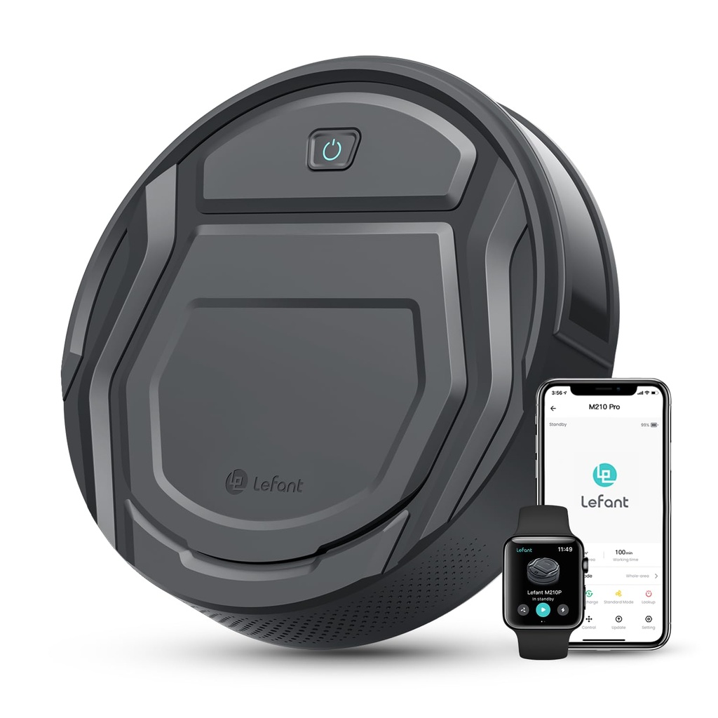 Lefant M210P Grey Robot Vacuum Cleaner, Small Robot Robotic Vacuum 7.8cm Thin 28cm