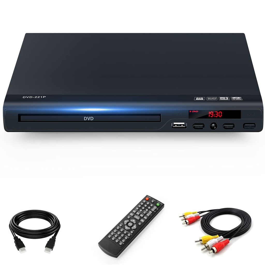 Full HD 1080p Upscaling DVD Player for TV with HDMI Output, for Home, Plays All Formats 