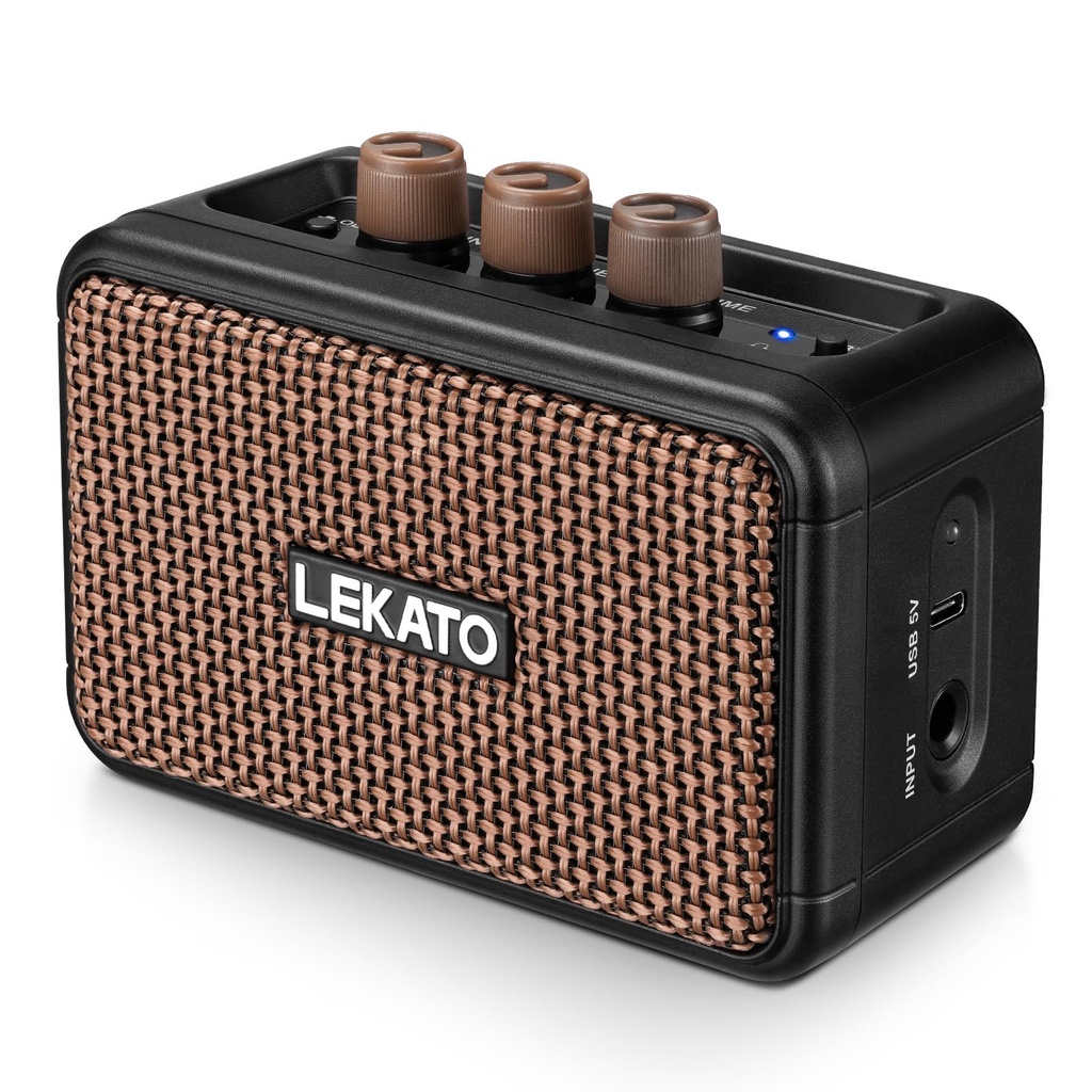 Mini Guitar Amp, LEKATO 5W Wireless Rechargeable Electric Guitar Amplifier with CLEAN/OVERDR