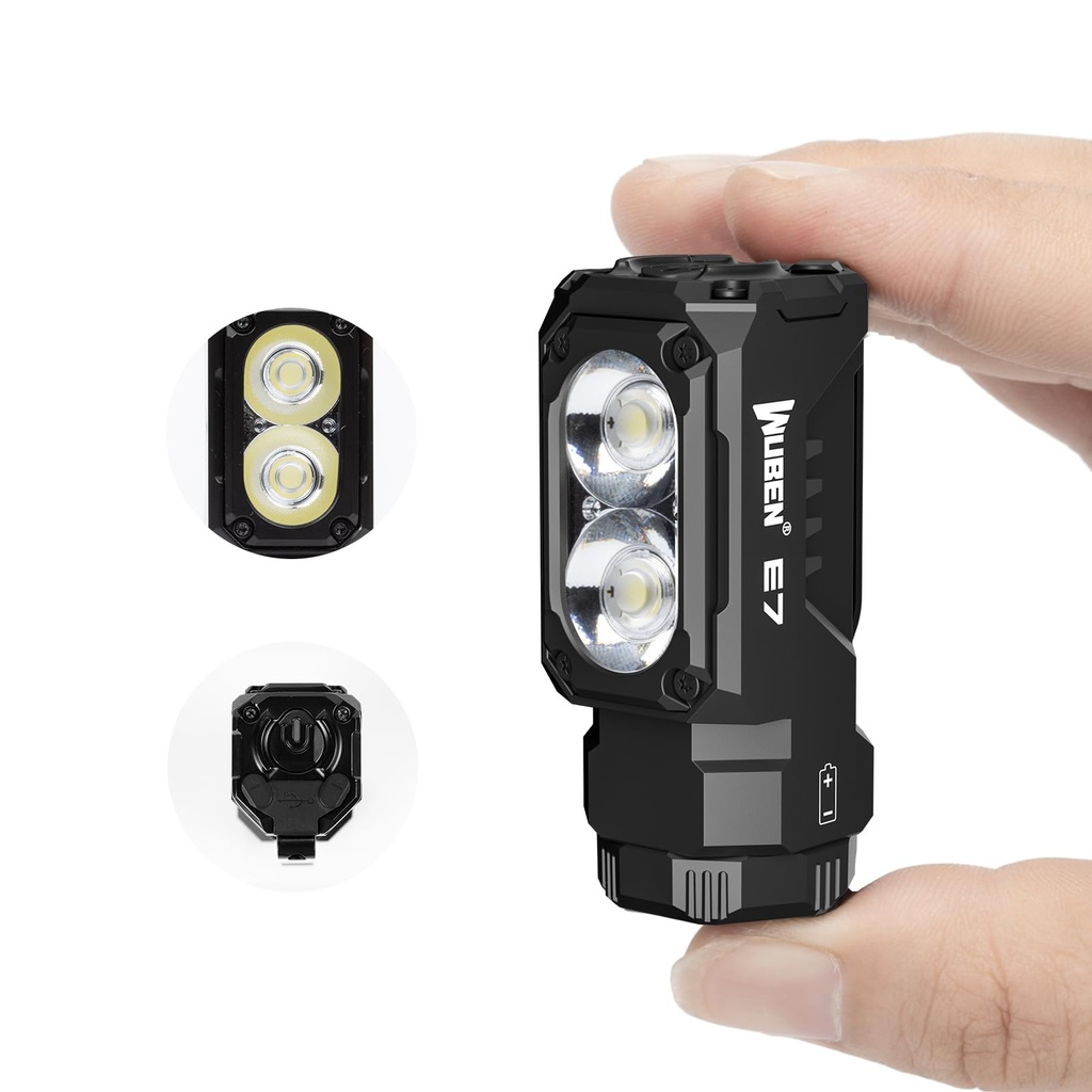 WUBEN E7 1800 Lumen Rechargeable Mini Flashlight with Magnet - Super Bright 6 Modes 