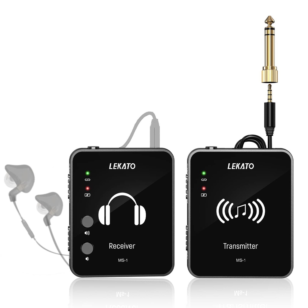 LEKATO MS-1 Wireless in-Ear Monitor System Transmitter and Beltpack Receiver Automatic Pairing