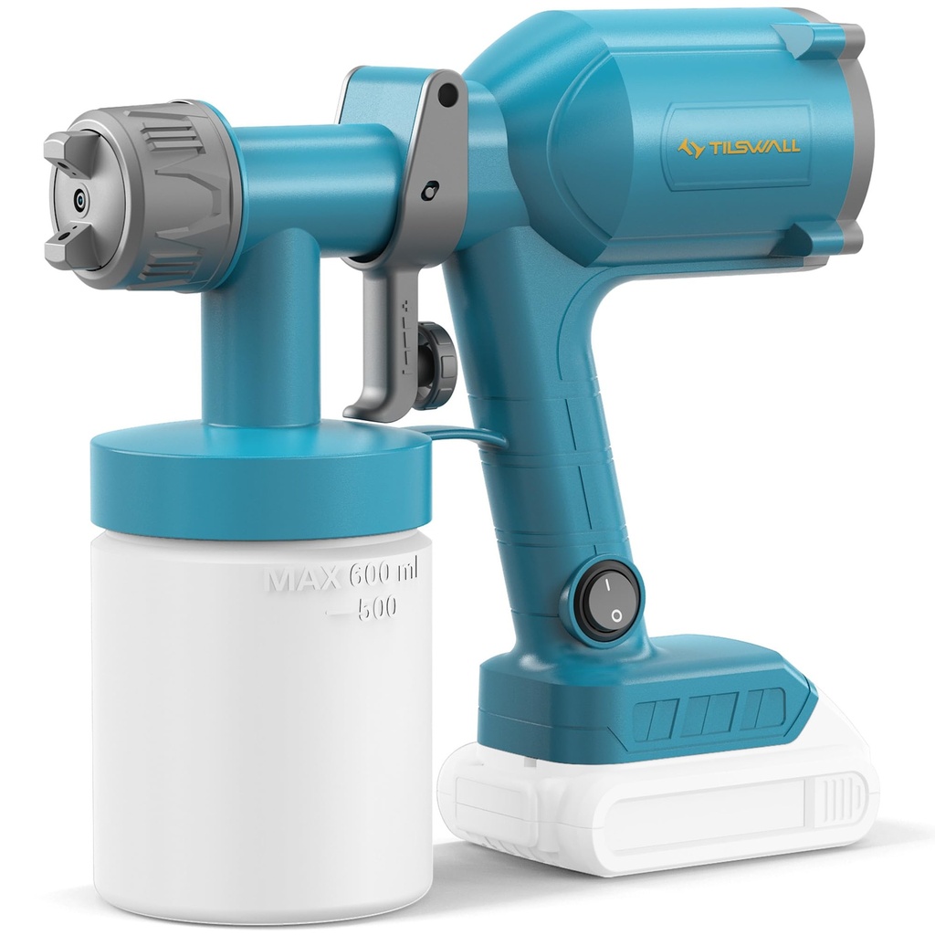 Tilswall Cordless Paint Sprayer, Ultra-Light Electric Paint Spray Gun Compatible for Dewalt