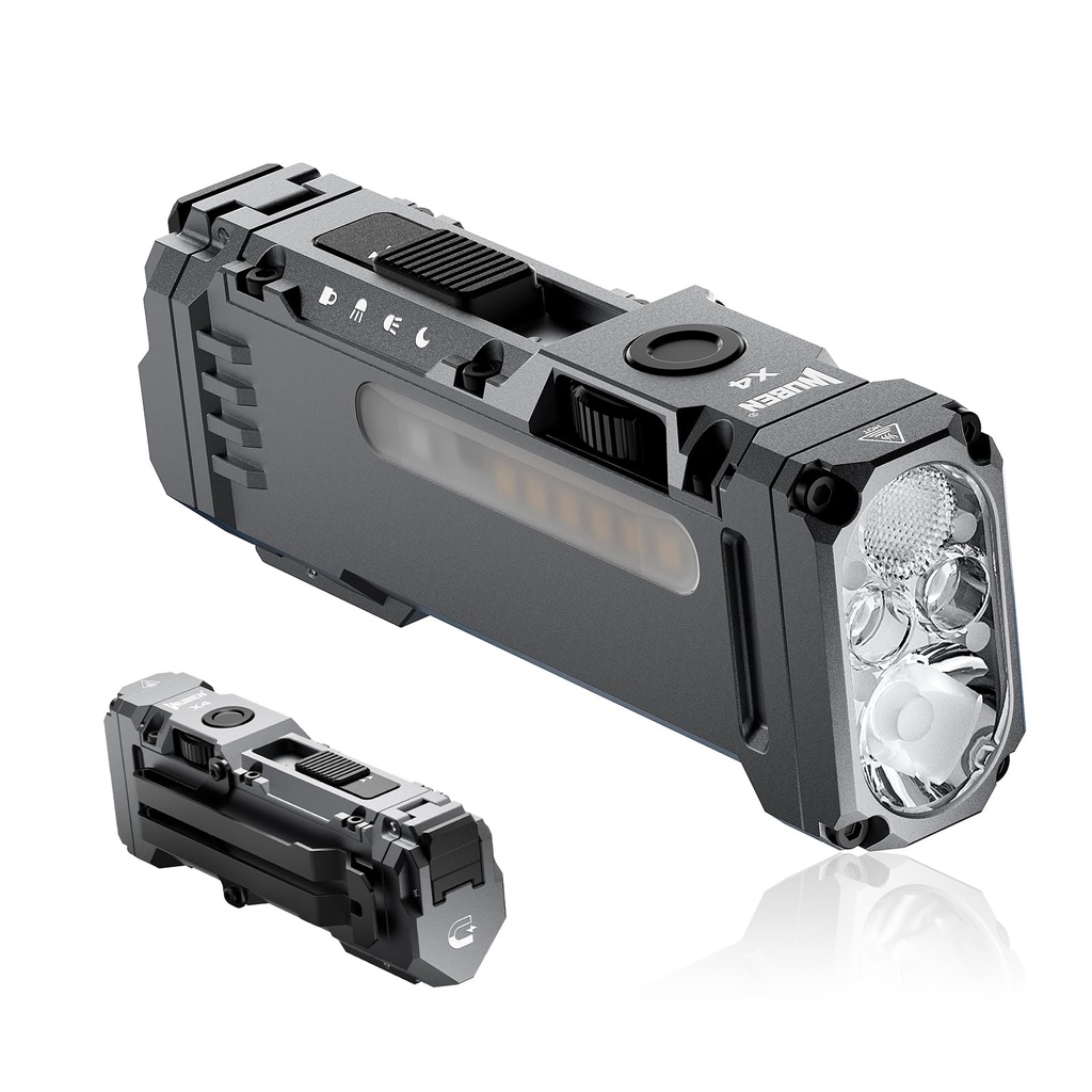 WUBEN X4 Mini LED Torch with RGB Light, Small Torch Rechargeable 1500 Lumens