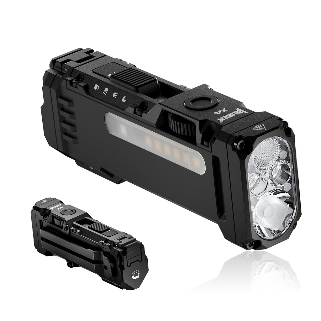 WUBEN X4 Mini LED Torch with RGB Light, Small Torch Rechargeable 1500 Lumens