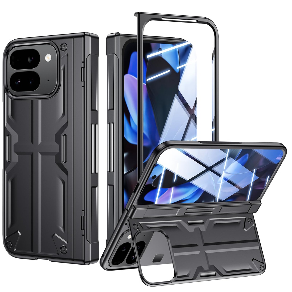 Kaiiecal for Pixel-9-Pro Fold Case Stand: Slim Hinge Case with Screen Protector - Support W