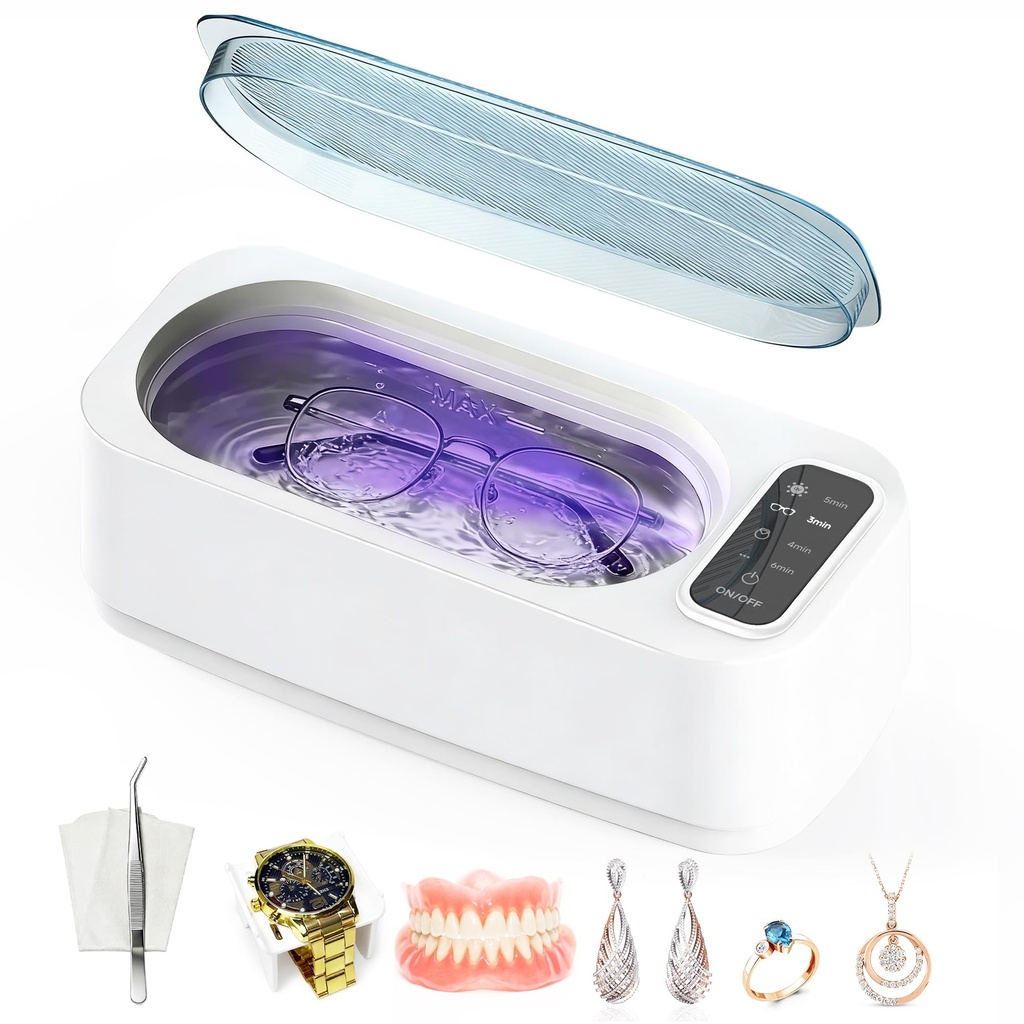 Ultrasonic Cleaner, 55kHz High-Frequency Ultrasonic Jewellery Cleaner with UV Function