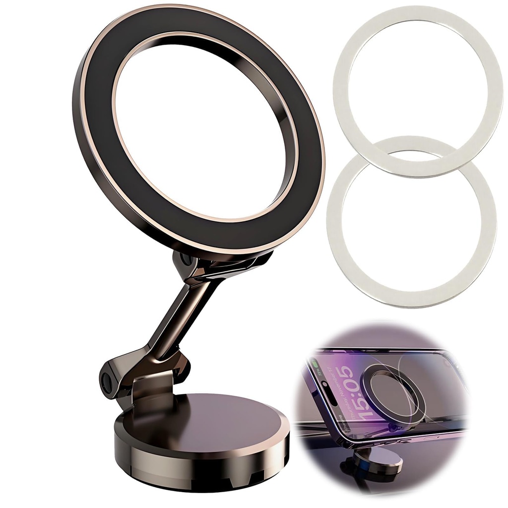 Uoww Fits MagSafe Car Charger Mount, Magnetic Car Phone Holder, Foldable Alloy Dashboard Mo