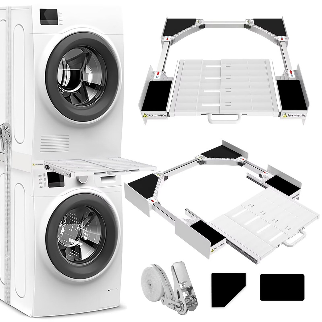 NIUXX Universal Stacking Kit for Washer and Dryer - Adjustable Stacker Frame for 53-68 cm