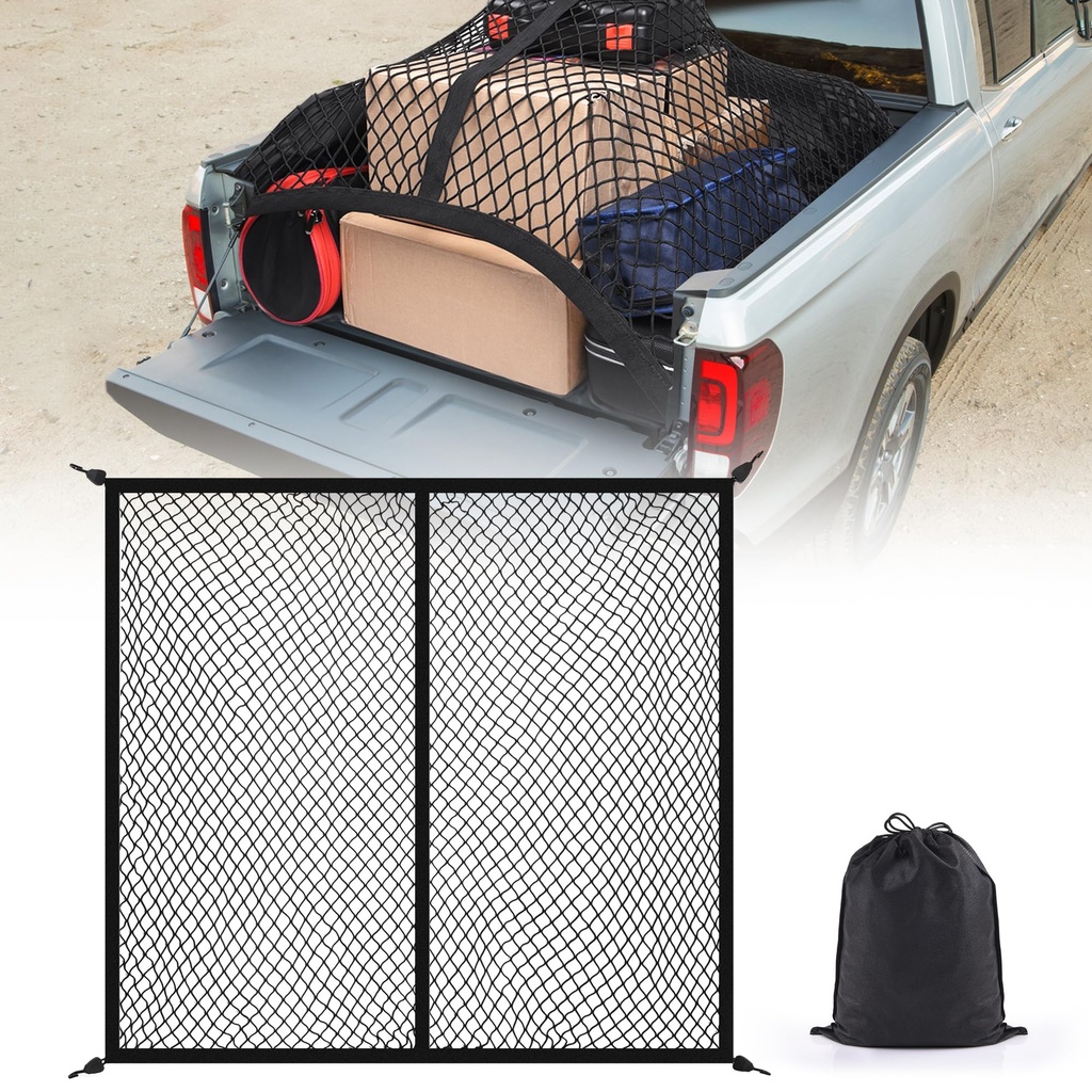 MICTUNING Cargo Net Truck, Elastic Stretchable up to 7ft Mesh Nylon Storage Organizer for Pi
