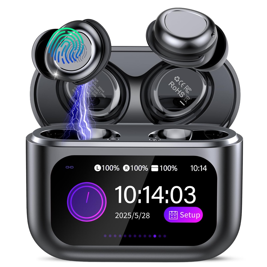 Wireless Sleep Earbuds with Smart Touch Screen, Bluetooth 5.4 Headphones In Ear 