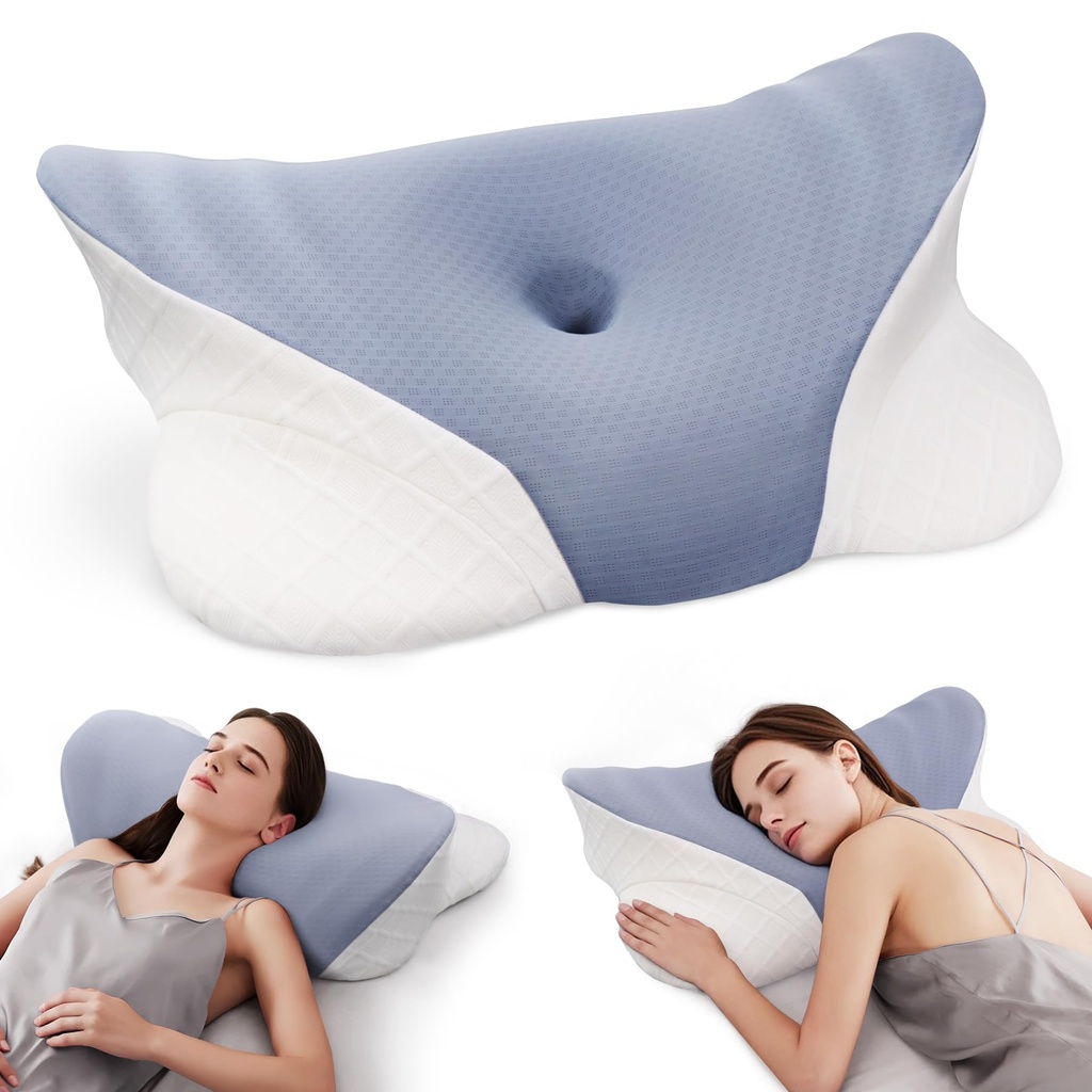 RESTCLOUD Memory Foam Cervical Pillow Orthopedic Pillow for Neck and Back Support, Head and