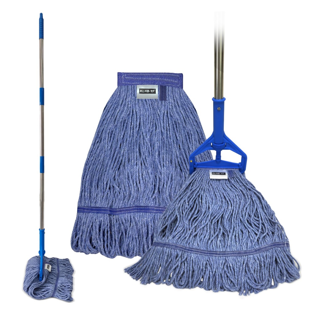 KLHB-YF Commercial Mop Heavy Duty Industrial Cotton Mop Includes 2 Cotton strings mop heads