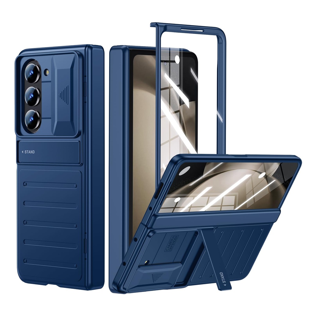 Samsung Galaxy Z-Fold-5 Case: Stand Case with Screen Protector & Slide Camera Cover