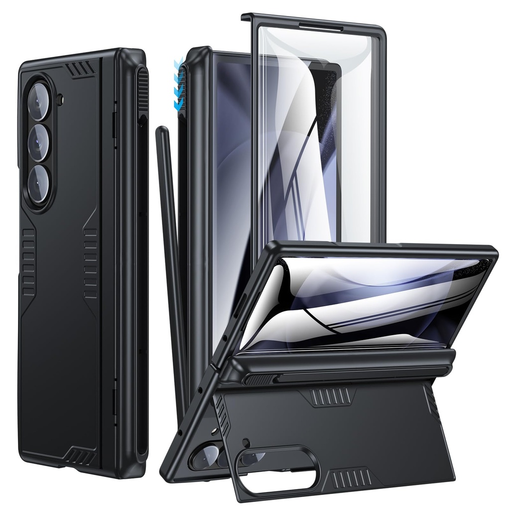 Samsung Galaxy Z-Fold-6 Case: Slim Hinge Stand Case with Screen Protector - Support Wire