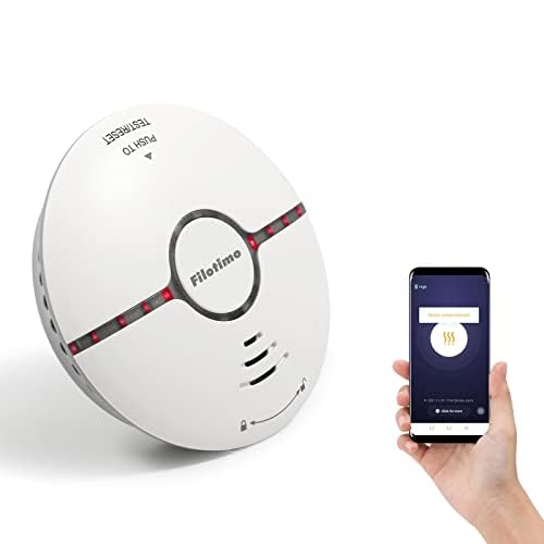 Wi-Fi Smoke Alarm, Fire Alarm Smoke Detector with Large Silence Button and Replaceable Battery
