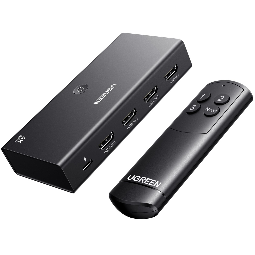 UGREEN HDMI Switch 3 in 1 Out, 4K@60Hz HDMI Splitter with Remote 