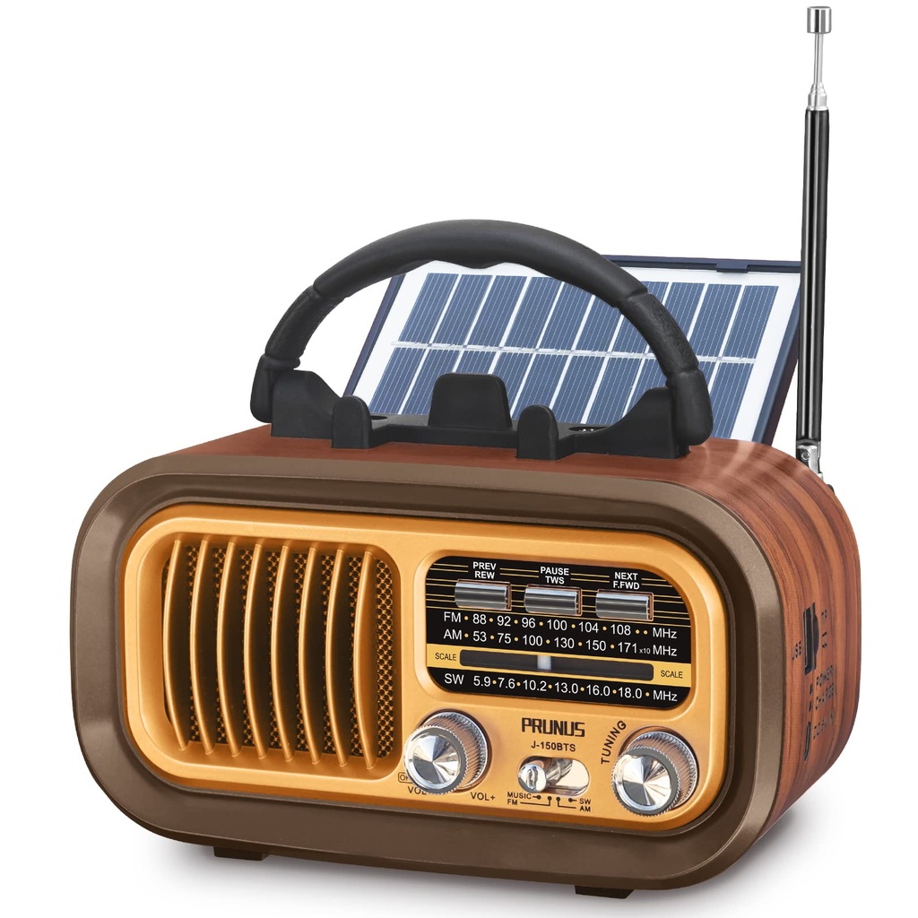 PRUNUS J-150 Portable Radio Retro, AM/FM/SW Small Radio Bluetooth, Battery Radio