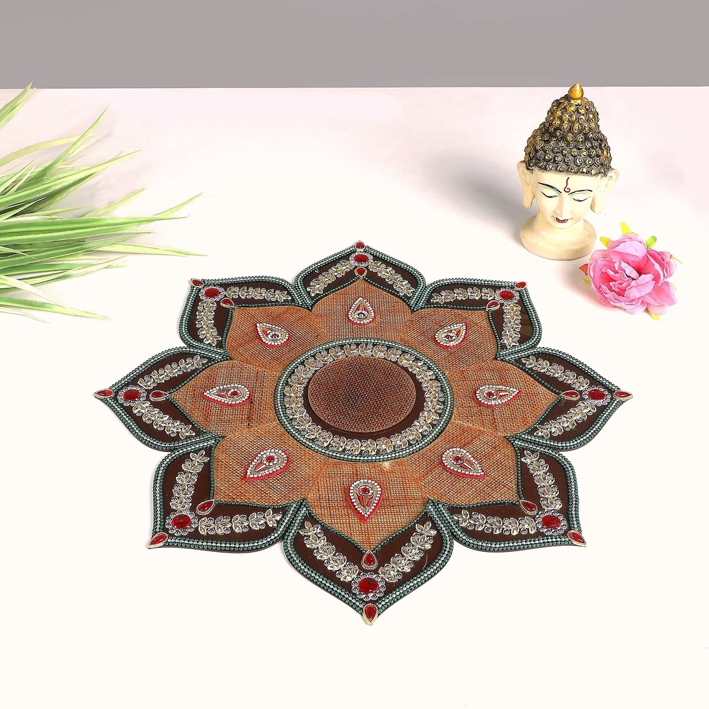 Jute Finish Acrylic Rangoli Indian Decor for Wall, Floor & Table Decoration